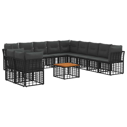 Buiten bankenset 12 pcs Zwart en Donkergrijs Polyester