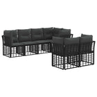 Tuinbankenset 7-delig poly rattan zwart