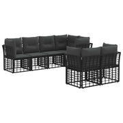 Tuinbankenset 7-delig poly rattan zwart