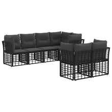 Buiten bankenset met kussen 7 pcs Zwart Polyester