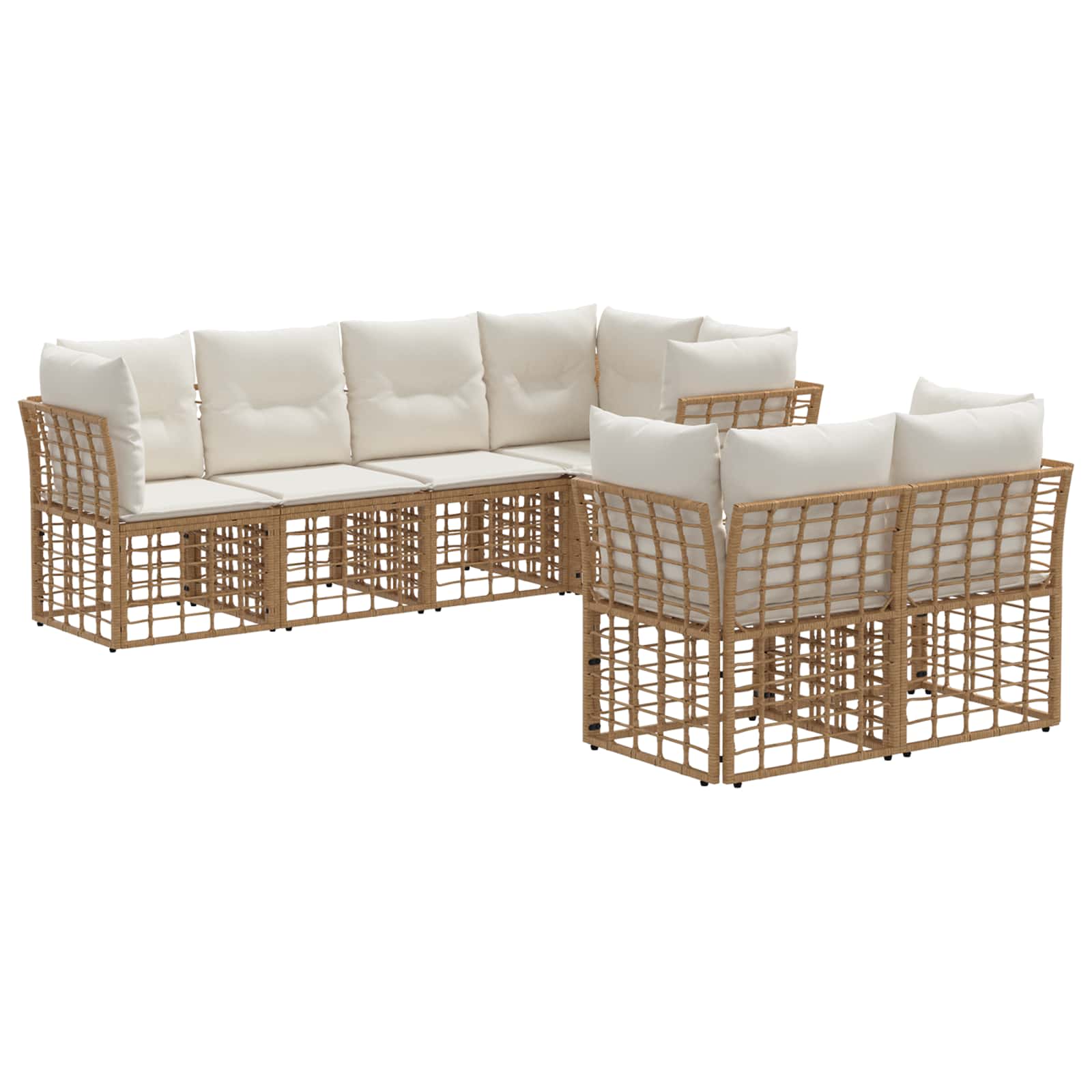 Buiten bankenset met kussen 7 pcs Naturel Polyester