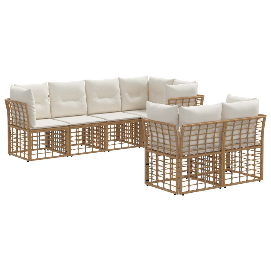 Buiten bankenset met kussen 7 pcs Naturel Polyester