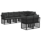 Outdoor Lounge Set with Cushions 6 pcs Black Polyester