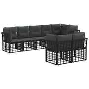 Tuinset 6 personen poly rattan zwart