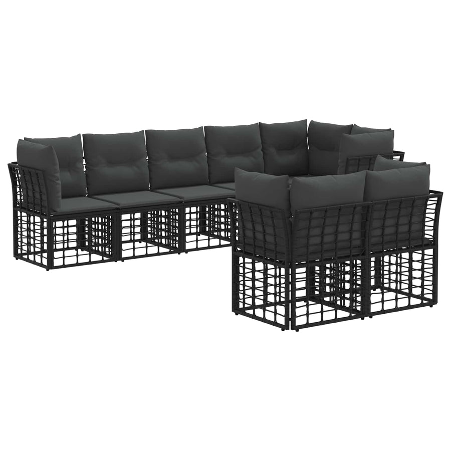 Buiten bankenset met kussen 6 pcs Zwart Polyester