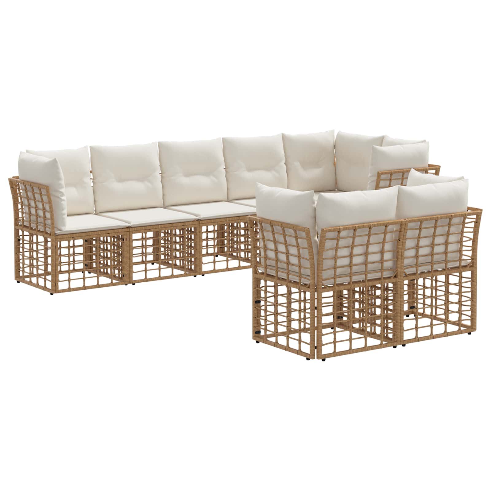 Buiten bankenset met kussen 6 pcs Naturel Polyester
