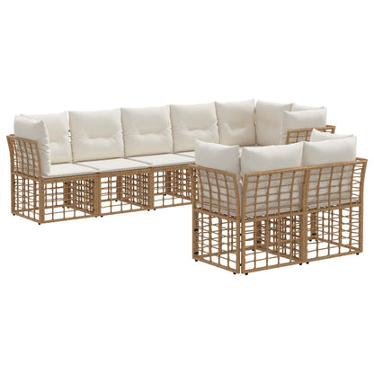 Buiten bankenset met kussen 6 pcs Naturel Polyester