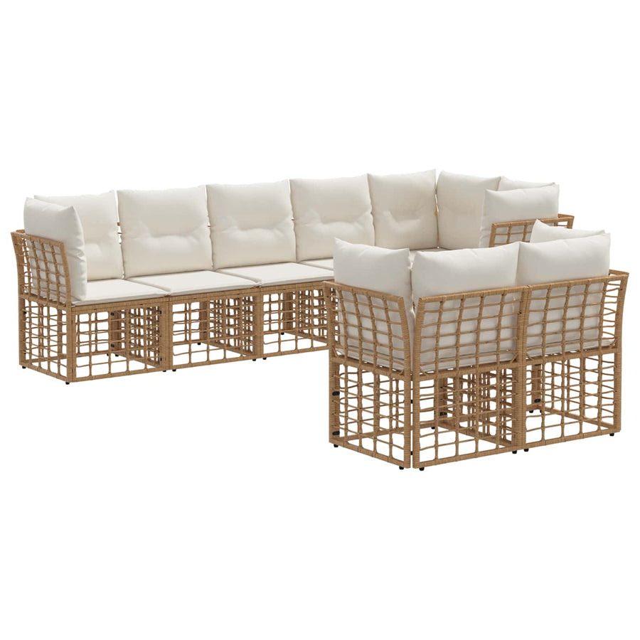 Buiten bankenset met kussen 6 pcs Naturel Polyester