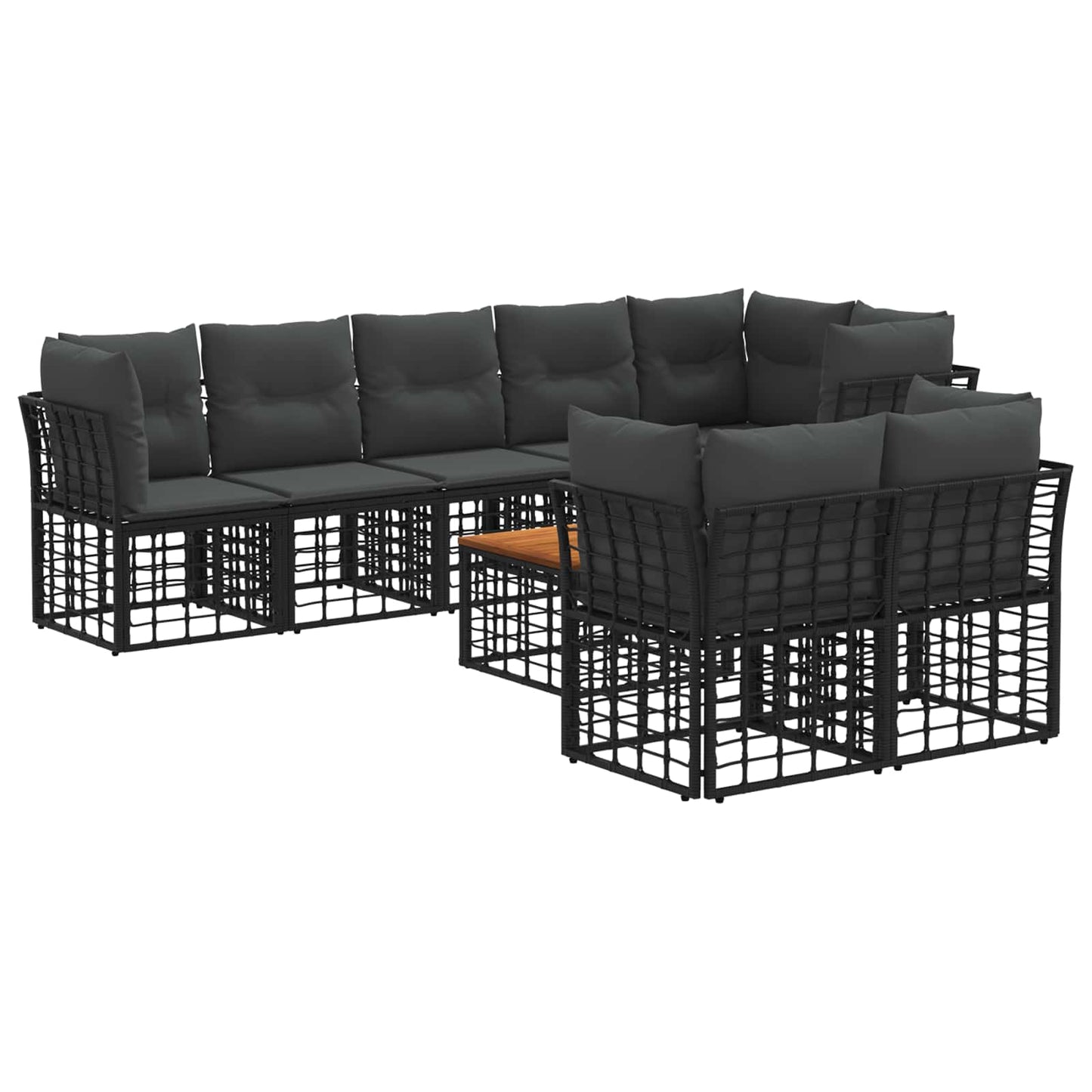 Buiten bankenset 9 pcs Zwart en Donkergrijs Polyester