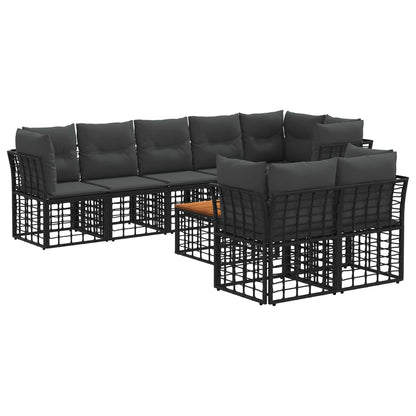 Buiten bankenset 9 pcs Zwart en Donkergrijs Polyester