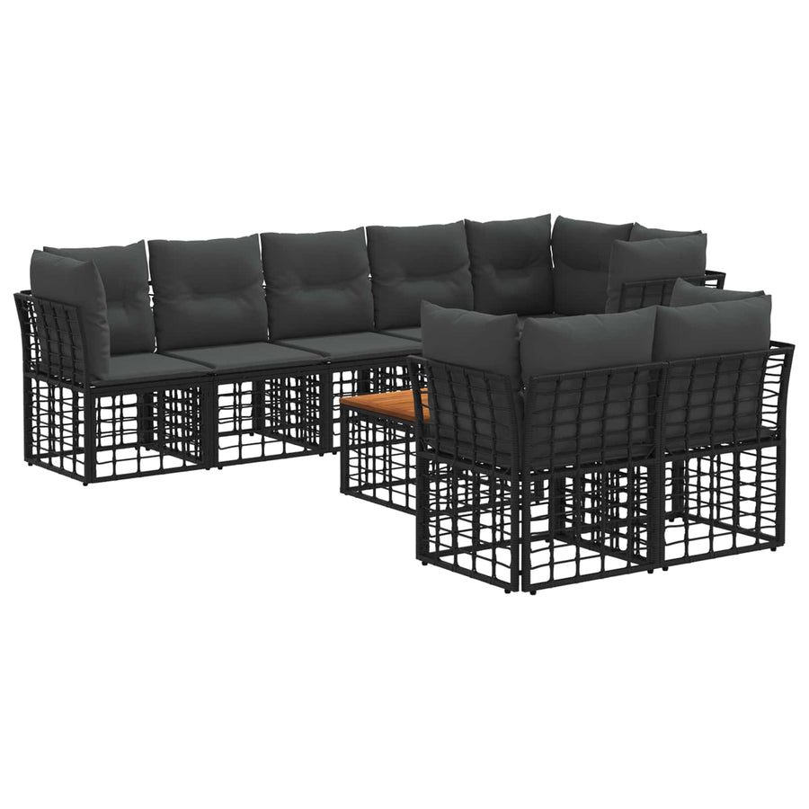 Buiten bankenset 9 pcs Zwart en Donkergrijs Polyester