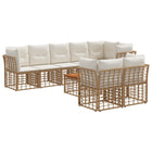 Tuinbankenset 8 pers acaciahout polyrattan crème wit