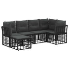 Outdoor Lounge Set with Cushions 6 pcs Black Polyester