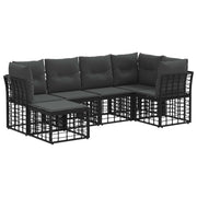 Tuinbankenset 6-delig polyrattan zwart