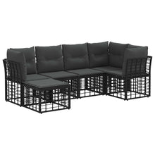 Buiten bankenset met kussen 6 pcs Zwart Polyester