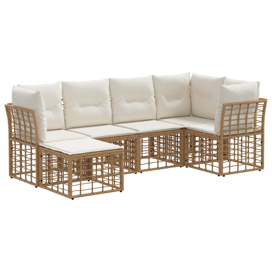 Buiten bankenset met kussen 6 pcs Naturel Polyester