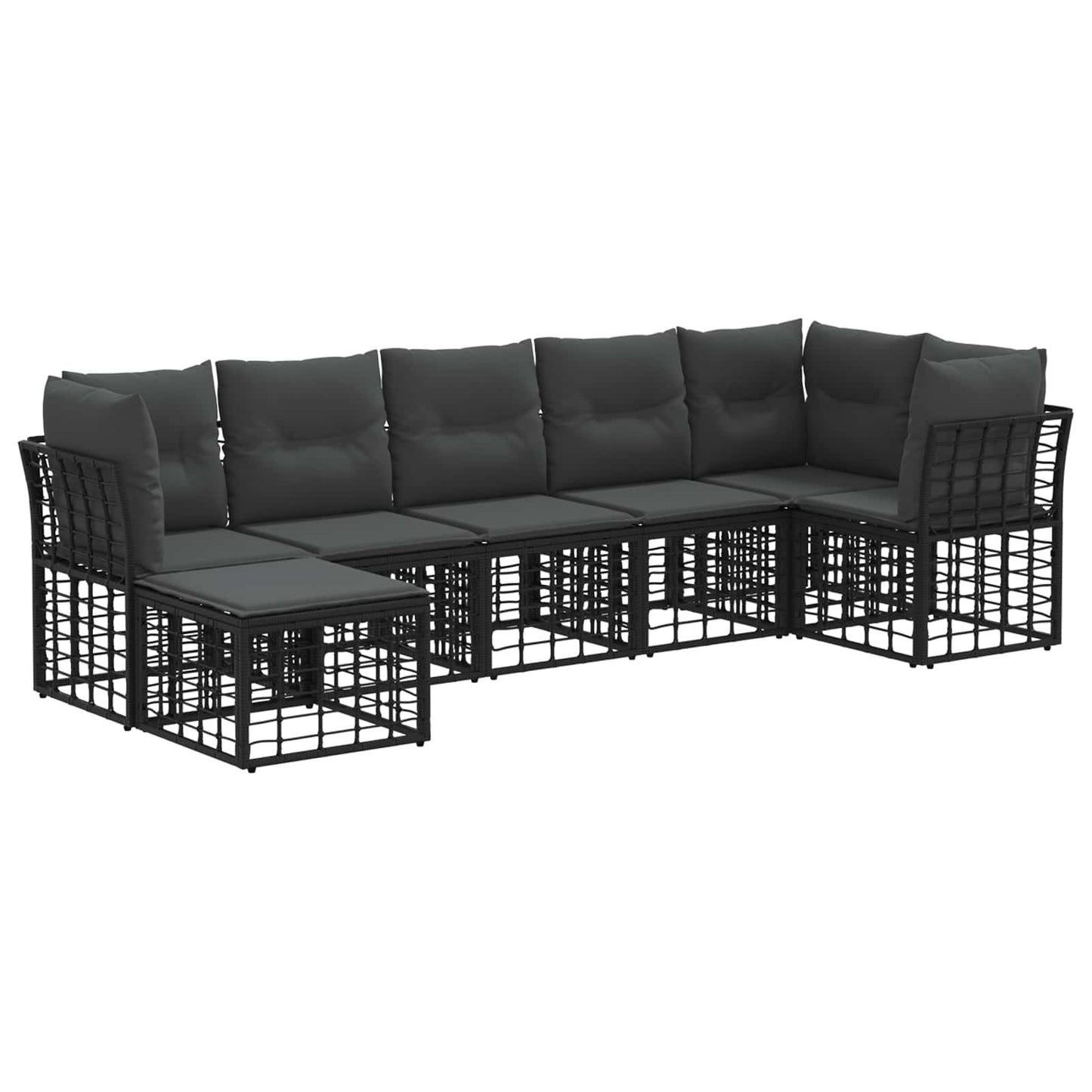 Buiten bankenset met kussen 4 pcs Zwart Polyester