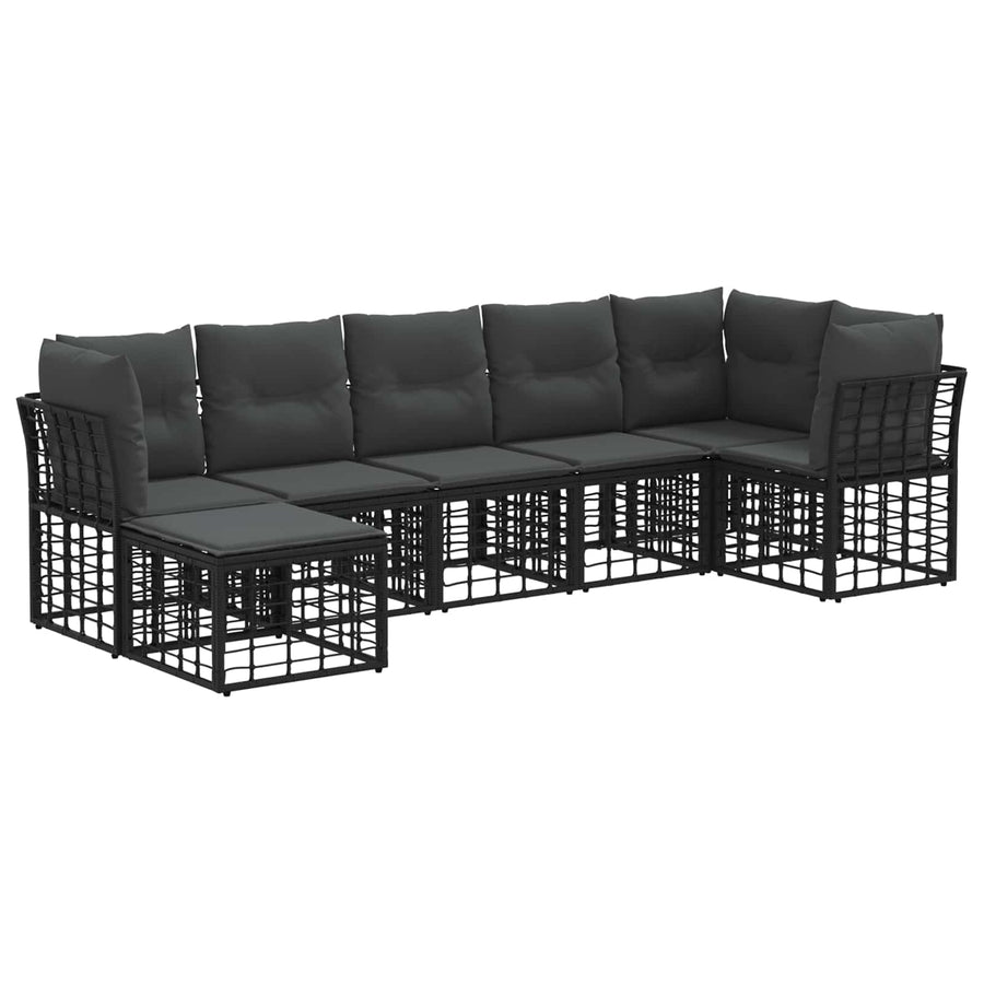 Buiten bankenset met kussen 4 pcs Zwart Polyester