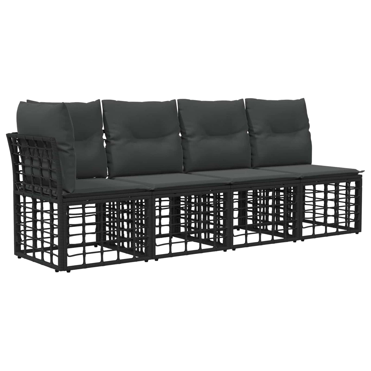 Buiten bankenset met kussen 4 pcs Zwart Polyester