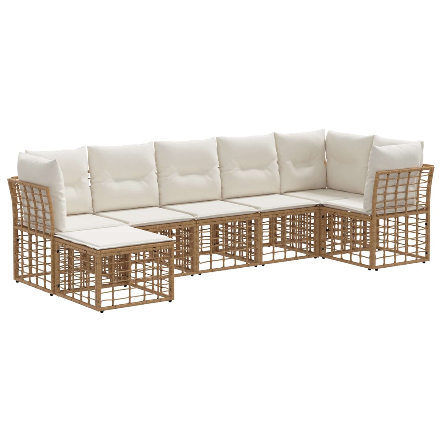 Buiten bankenset met kussen 4 pcs Naturel Polyester