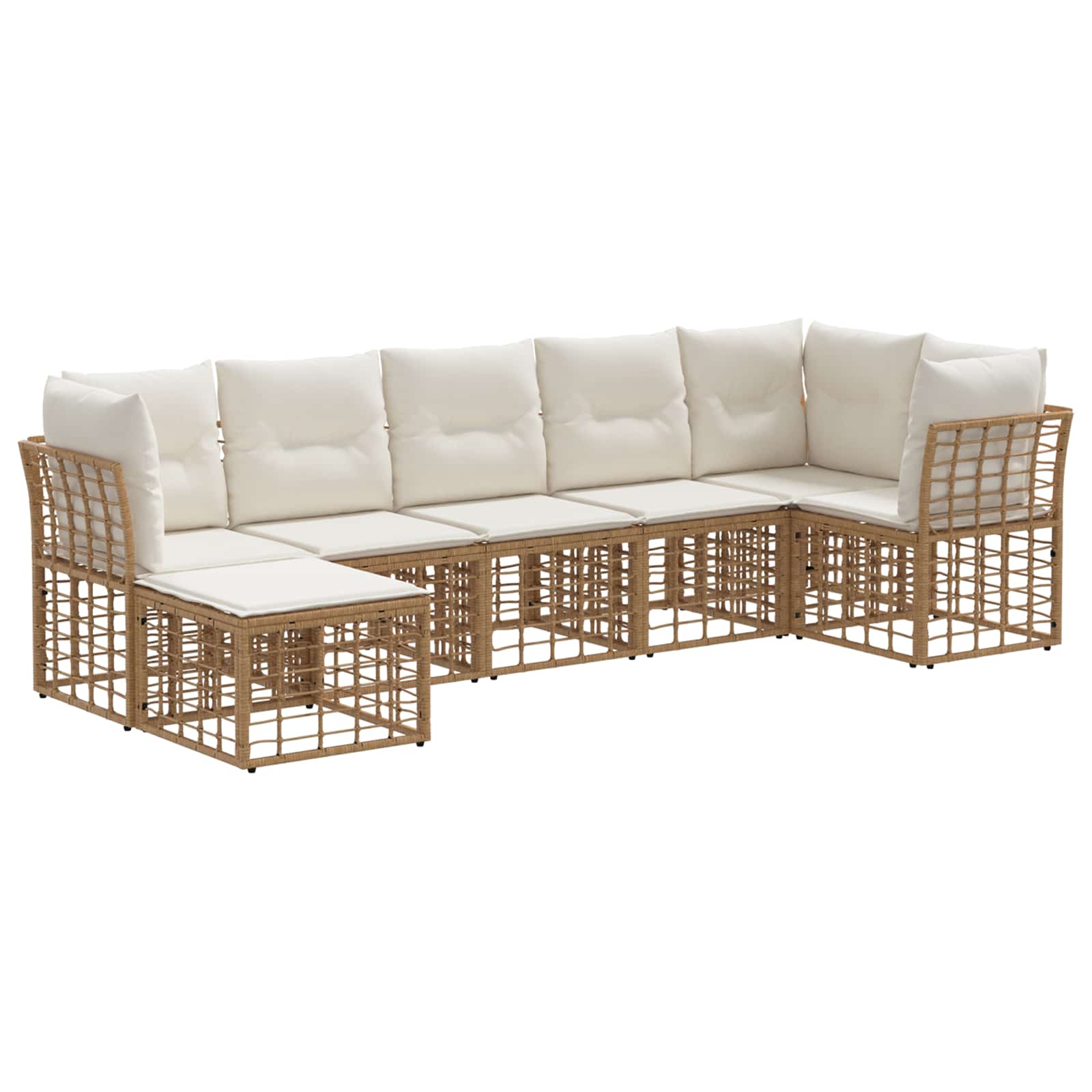 Buiten bankenset met kussen 4 pcs Naturel Polyester