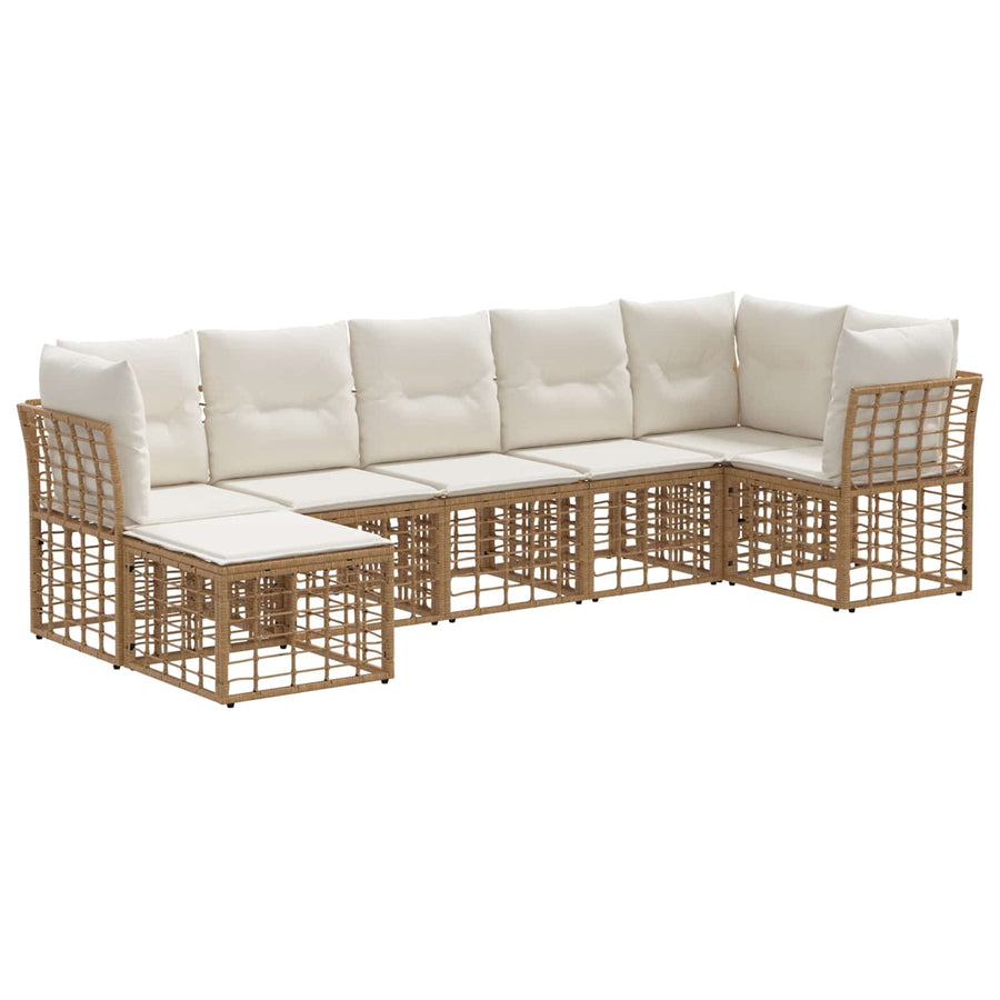 Buiten bankenset met kussen 4 pcs Naturel Polyester