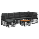 Tuinset poly rattan 8-delig zwart donkergrijs