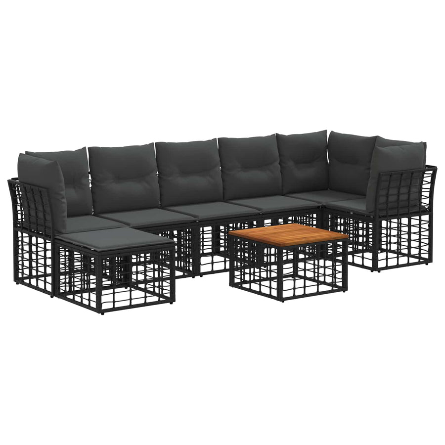 Buiten bankenset 8 pcs Zwart en Donkergrijs Polyester