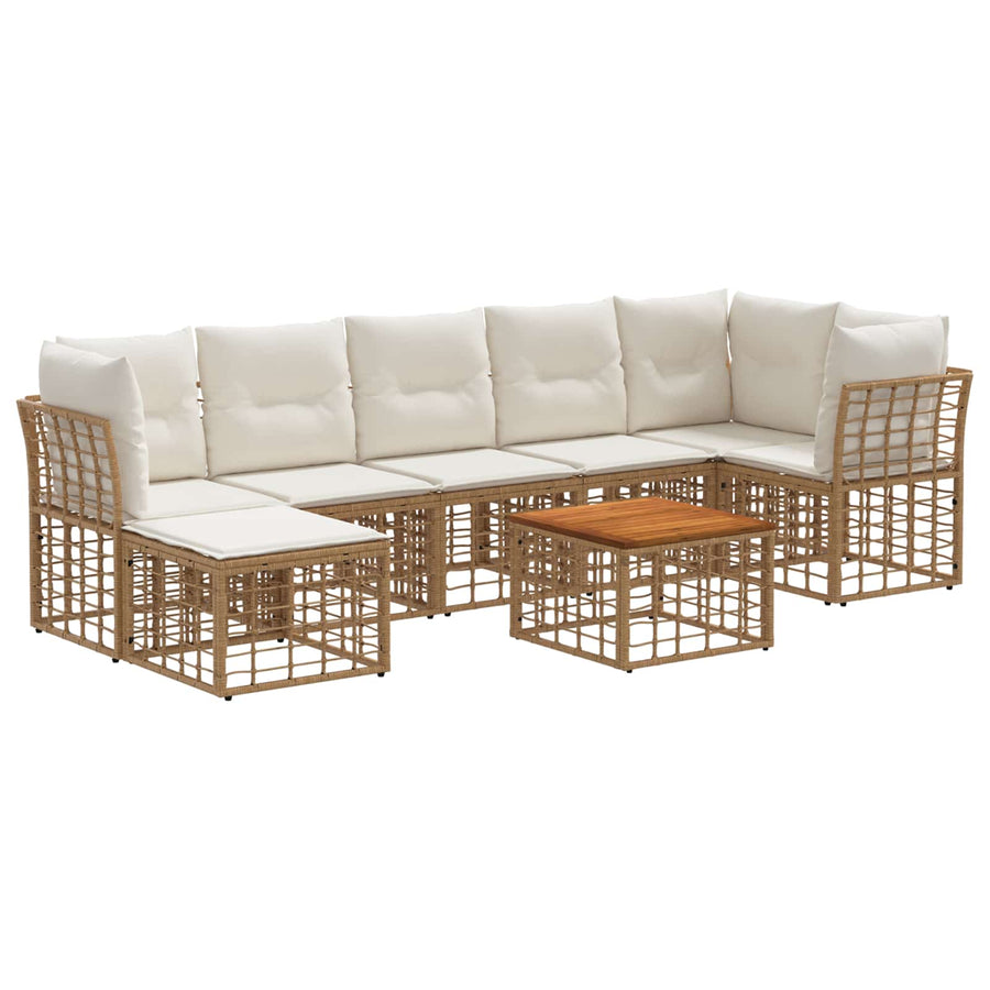 Buiten bankenset 8 pcs Natuurlijk en Crème Wit Polyester