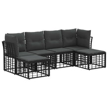 Buiten bankenset met kussen 6 pcs Zwart Polyester