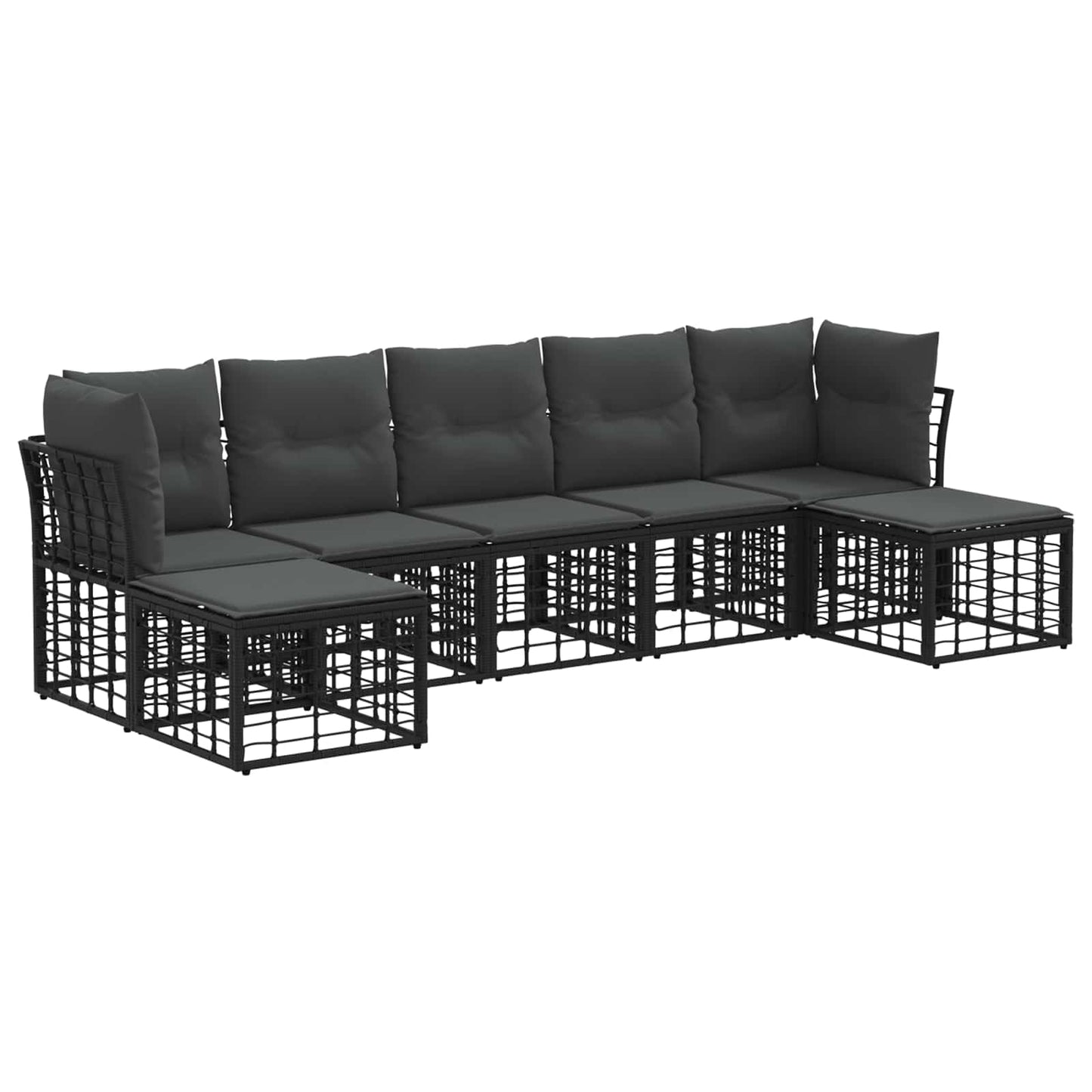 Buiten bankenset met kussen 4 pcs Zwart Polyester