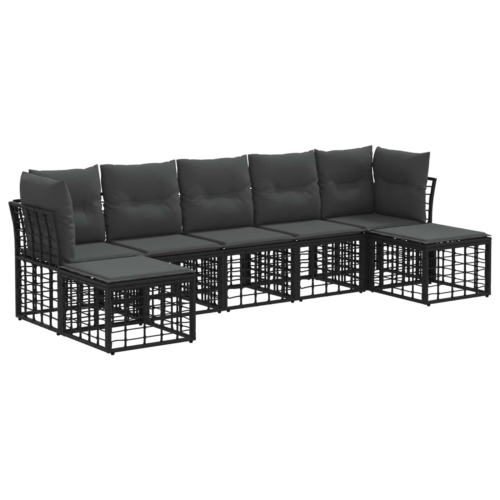 Buiten bankenset met kussen 4 pcs Zwart Polyester