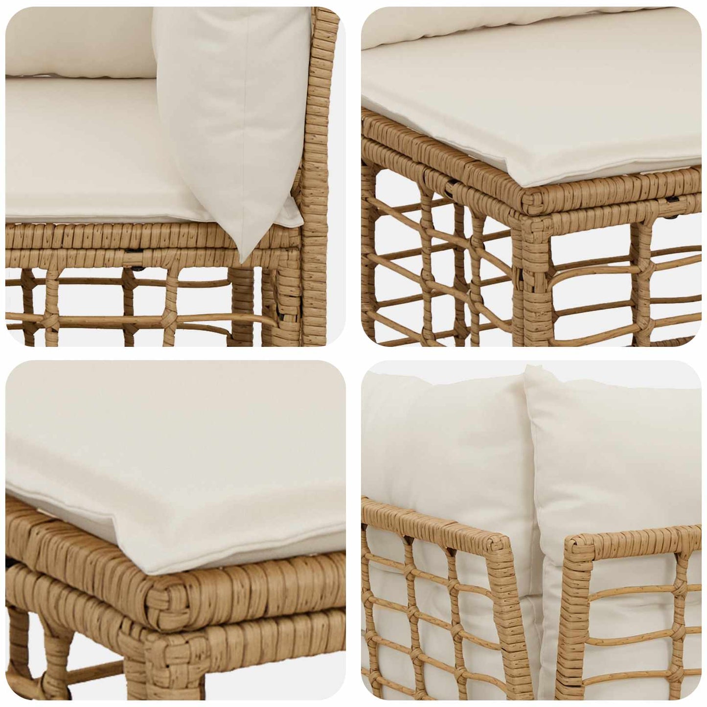 Buiten bankenset met kussen 4 pcs Naturel Polyester