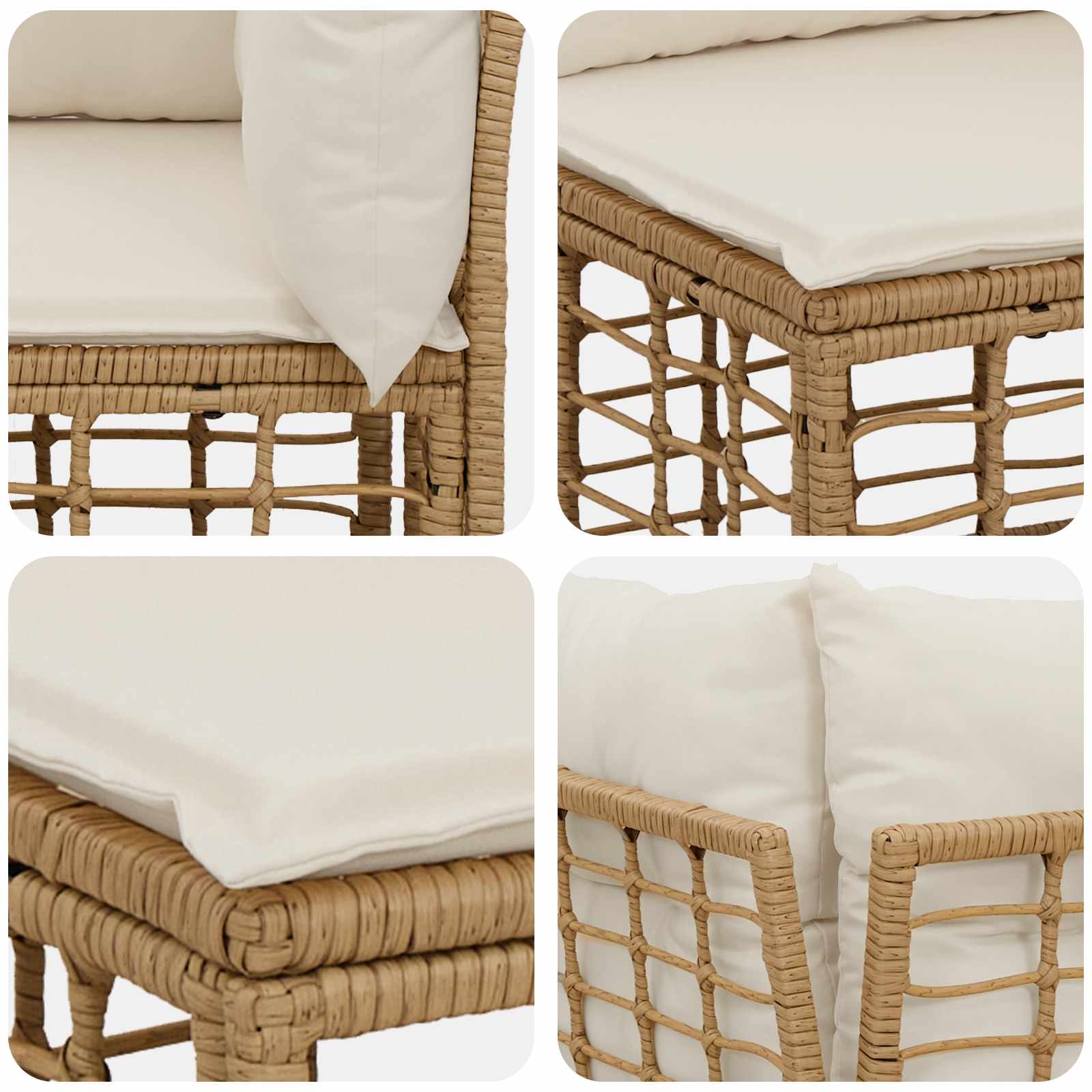 Buiten bankenset met kussen 4 pcs Naturel Polyester