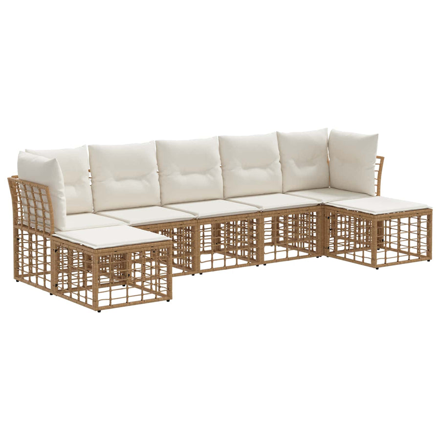 Buiten bankenset met kussen 4 pcs Naturel Polyester