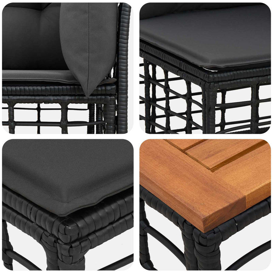 Buiten bankenset 8 pcs Zwart en Donkergrijs Polyester
