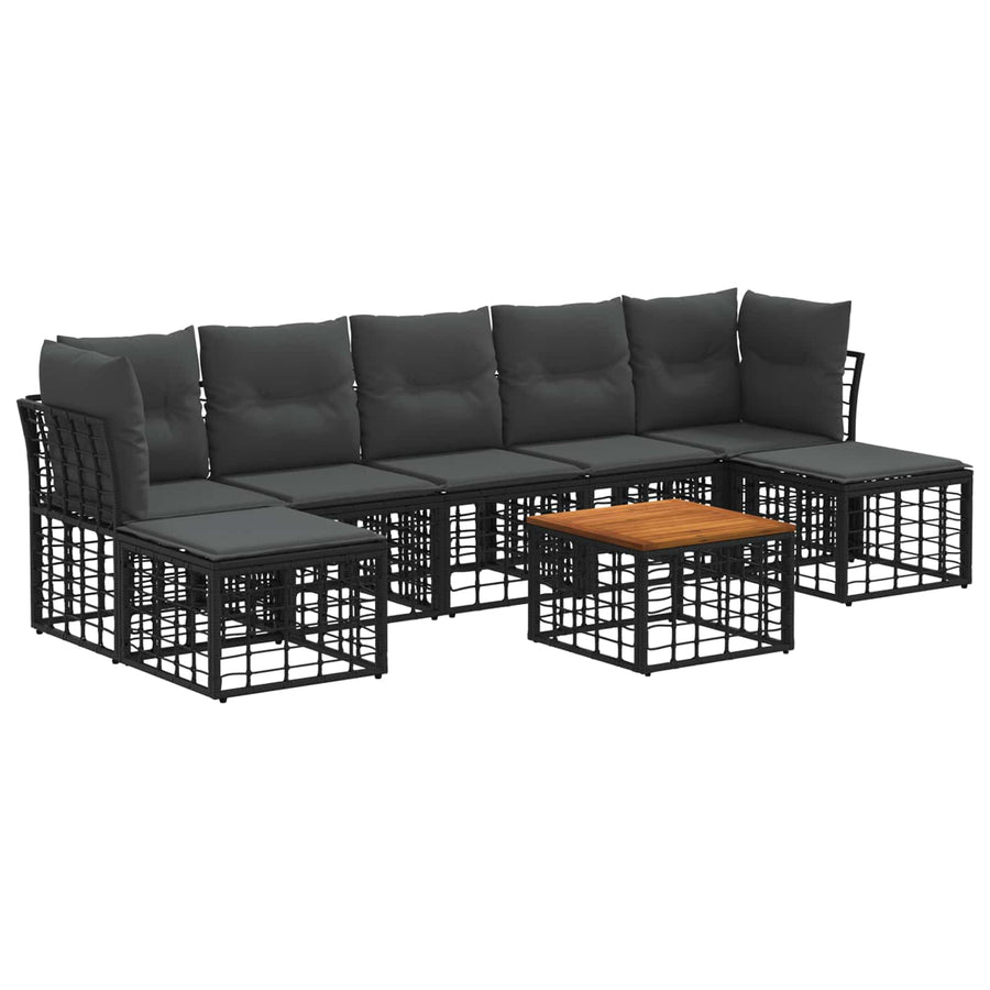 Buiten bankenset 8 pcs Zwart en Donkergrijs Polyester