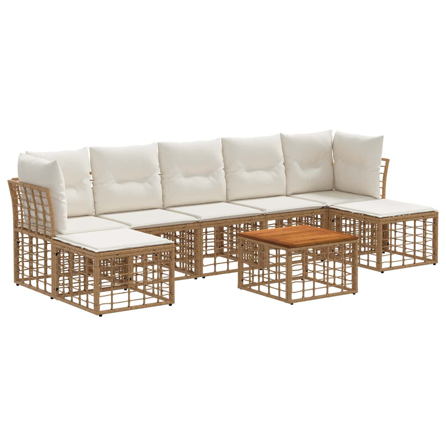 Buiten bankenset 8 pcs Natuurlijk en Crème Wit Polyester