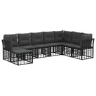 Tuinbankenset 8 personen poly rattan zwart