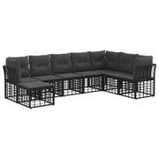 Tuinbankenset 8 personen poly rattan zwart