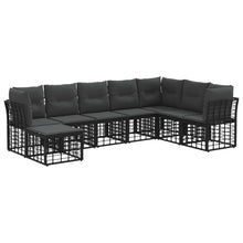 Buiten bankenset met kussen 8 pcs Zwart Polyester