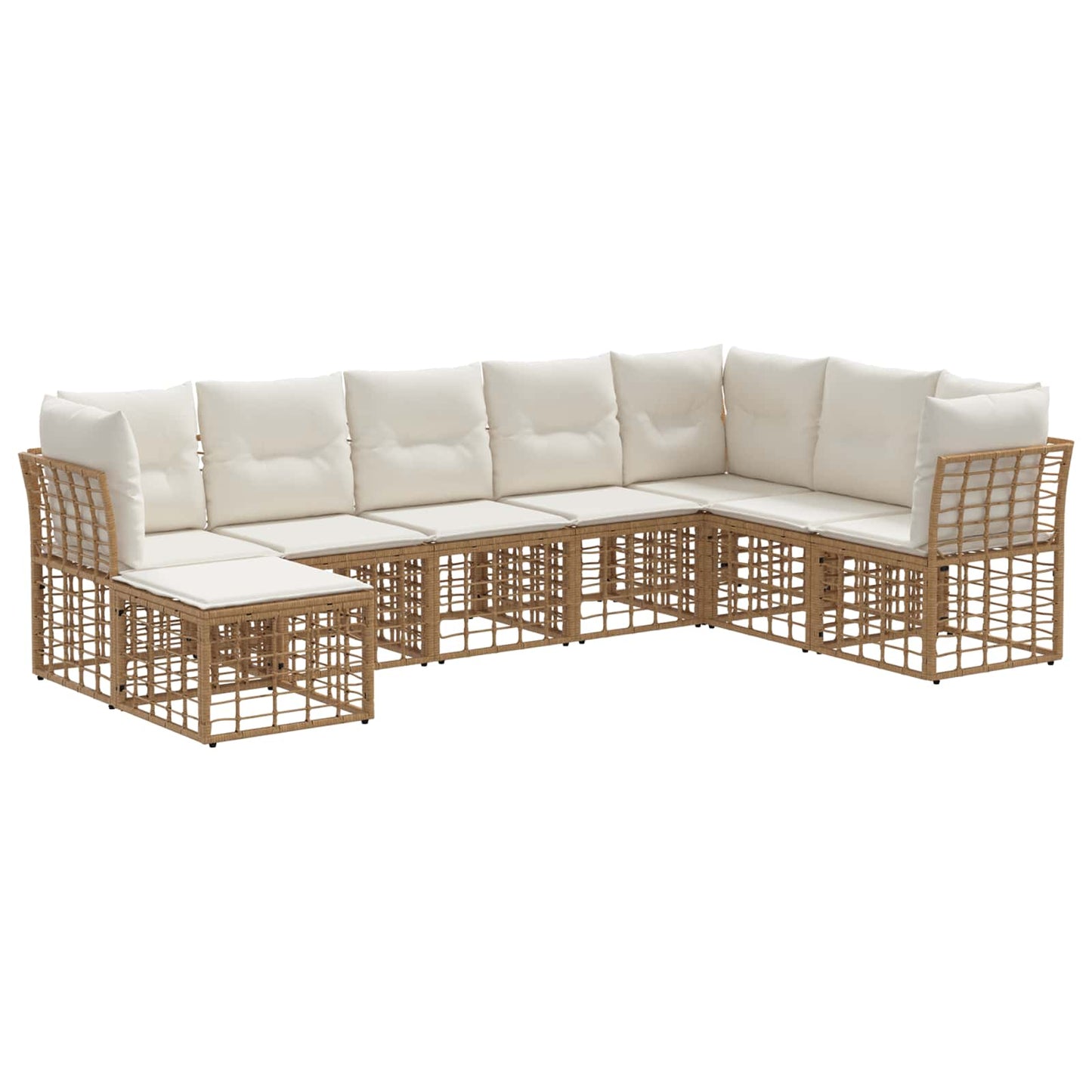 Buiten bankenset met kussen 8 pcs Naturel Polyester