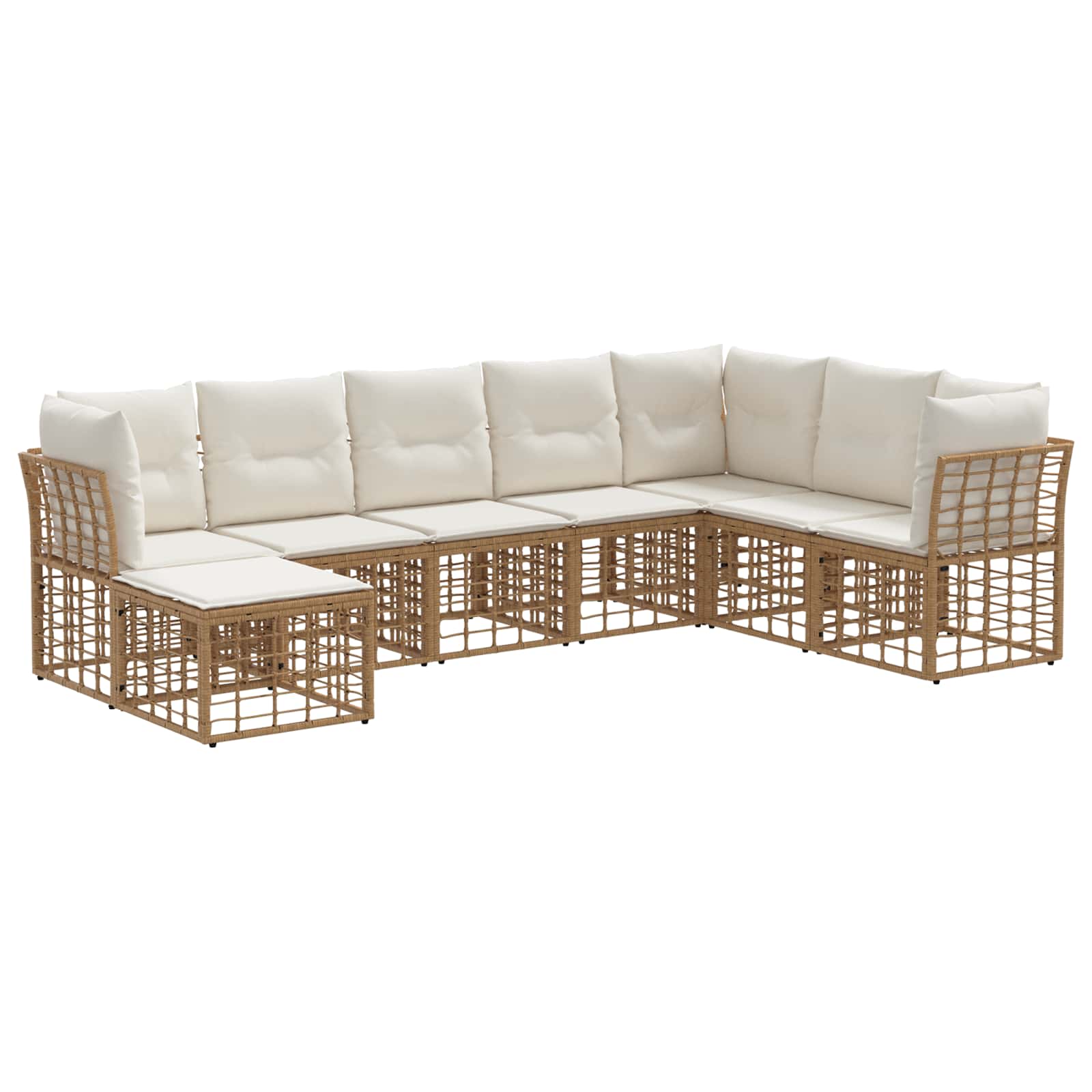 Buiten bankenset met kussen 8 pcs Naturel Polyester
