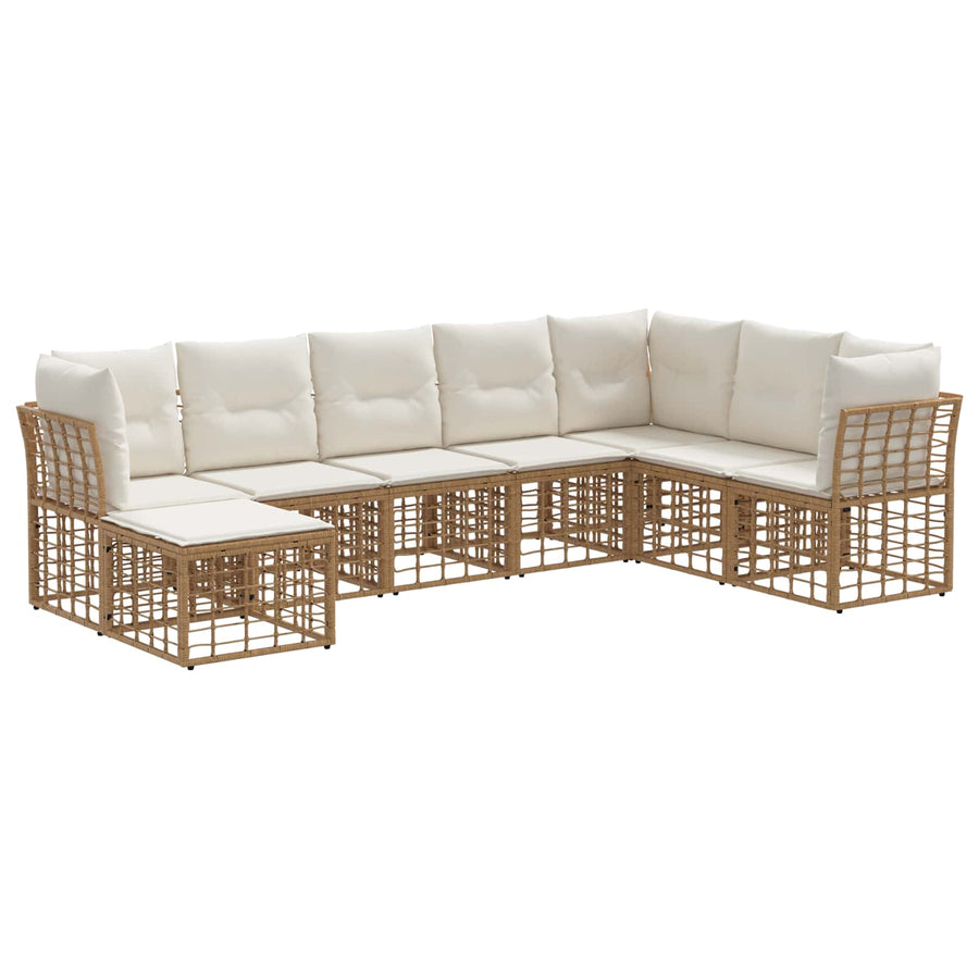 Buiten bankenset met kussen 8 pcs Naturel Polyester