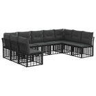 Outdoor sofa set with cushions 9 pcs Black Polyester