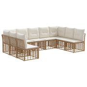Tuinset poly rattan 9 personen naturel