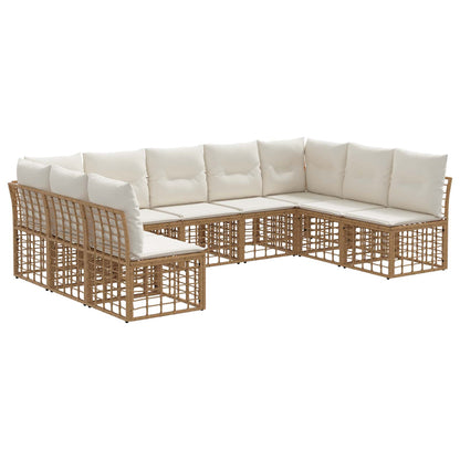 Buiten bankenset met kussen 9 pcs Naturel Polyester