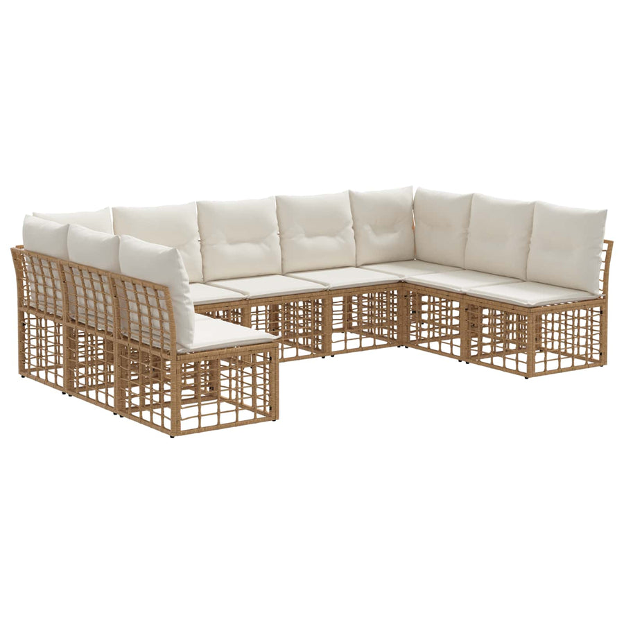 Buiten bankenset met kussen 9 pcs Naturel Polyester
