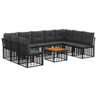 Tuinbankenset 9 persoons poly rattan zwart donkergrijs