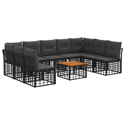 Buiten bankenset 10 pcs Zwart en Donkergrijs Polyester